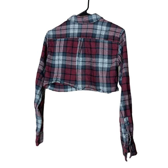 Pacsun Plaid Button Down Crop Long Skeeve Top Size‎ Small - Picture 6 of 6